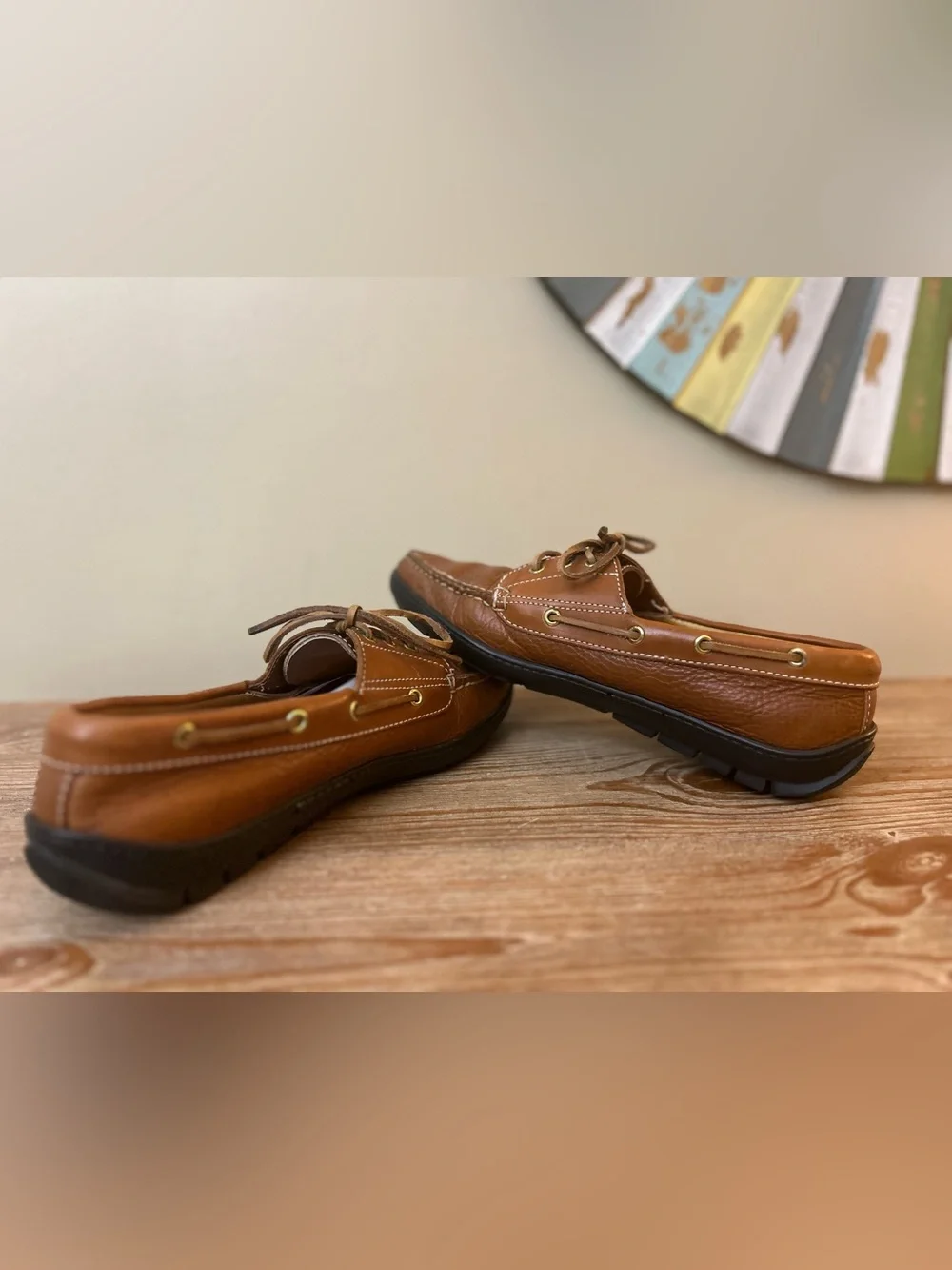 Orvis Vintage Made in USA Brown Leather Boat Shoes Driving Mocs 8.5 D NICE